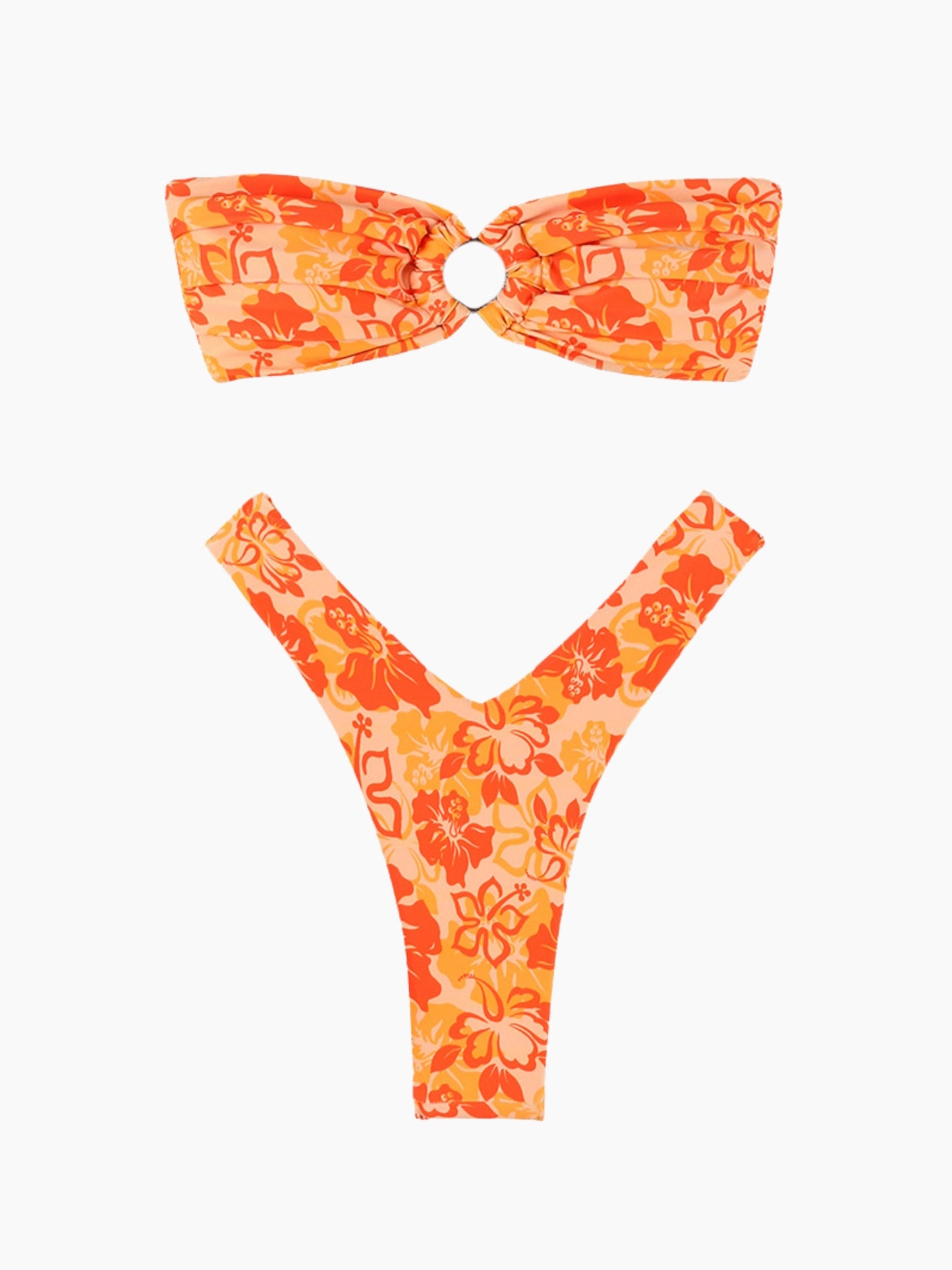 Floral Strapless Bikini Set