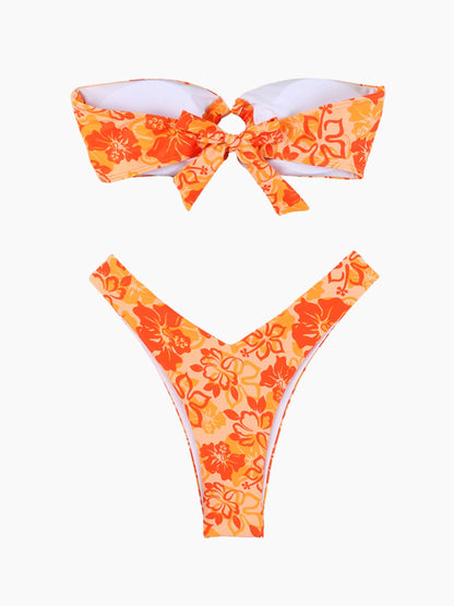 Floral Strapless Bikini Set