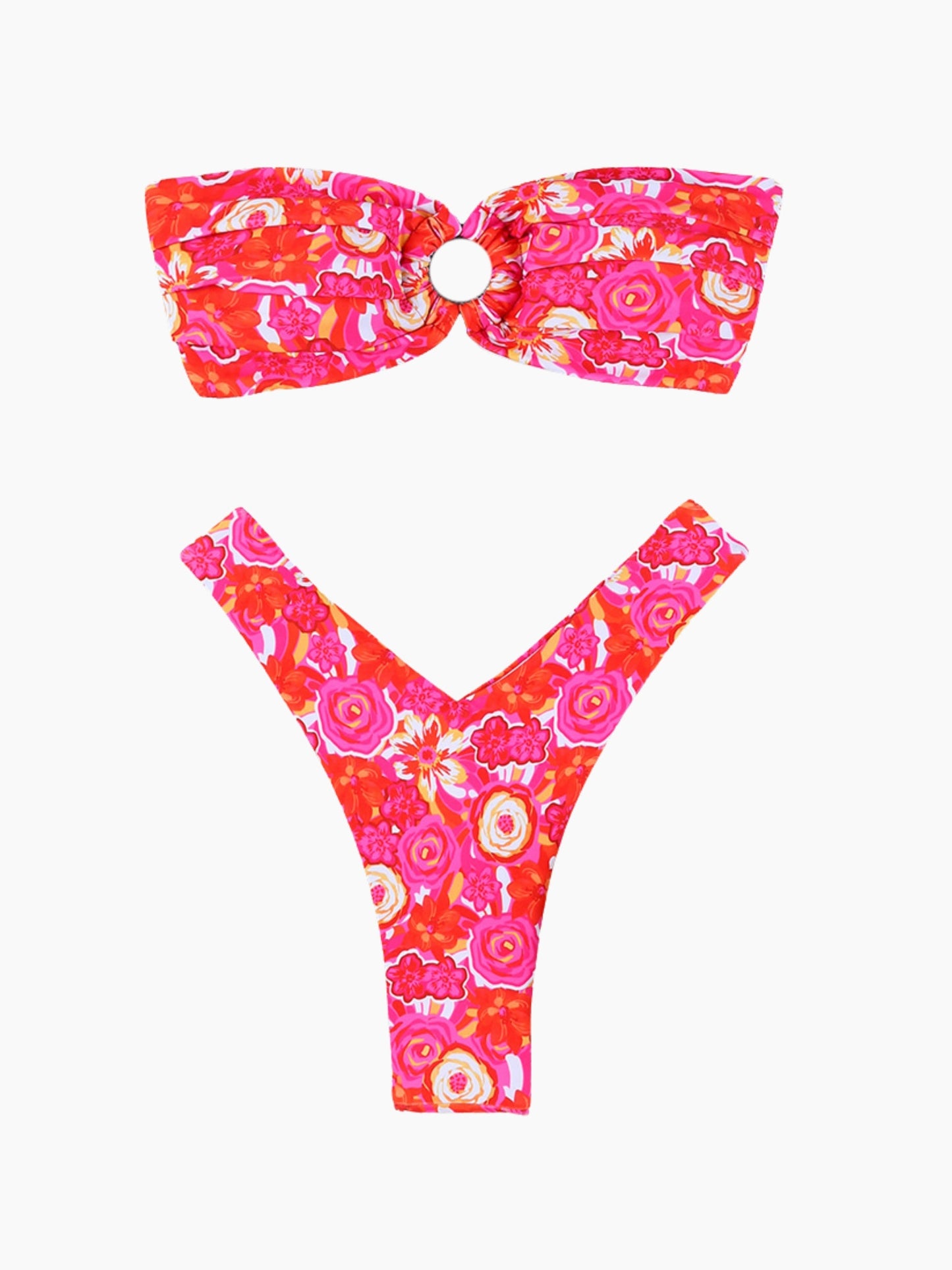 Floral Strapless Bikini Set