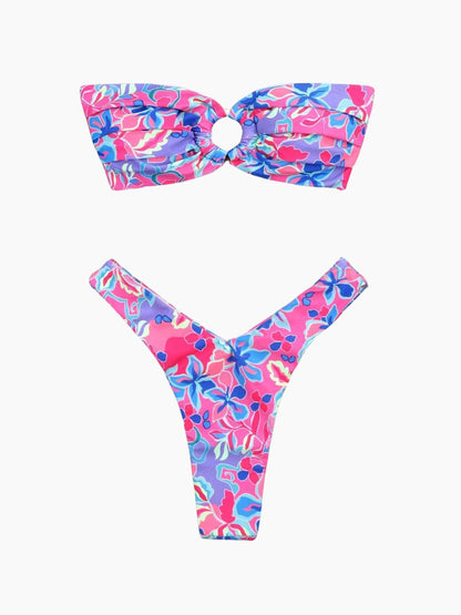 Floral Strapless Bikini Set